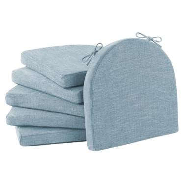 Imagem de IPYNBAP Almofadas de cadeira para cadeiras de jantar com laços e capa removível, almofadas de cadeira de cozinha de jantar com fundo antiderrapante, almofadas de assento internas de alta resiliência