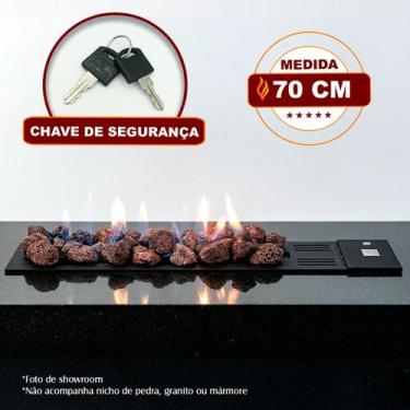 Imagem de Lareira a Gás 70cm  Aço Carbono Preto  Fogo & Art Modelo Luna, Com cha