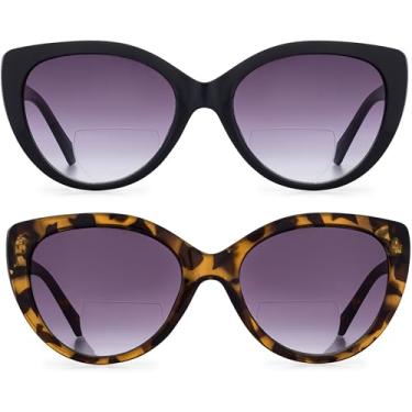 Imagem de grinderPUNCH 4 pares de óculos de sol de leitura bifocais para mulher | óculos de leitura de sol para mulher Cateye vintage (2,50 x )