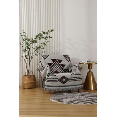 Imagem de Cobertor com estampa asteca, boho, macio, sherpa, tradicional, sudoeste, navajo, estilo tribal, quente, para acampamento, ao ar livre, leve, aconchegante, cobertor boêmio, para sofá, cama, 129,5 x 160