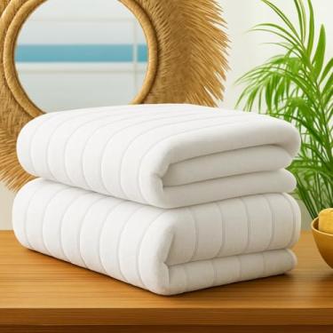 Imagem de Altenburg Kit 2 Toalhas Gigantes para Piscina, Praia e Banho 80x160cm Branca Listra Colorida (branco)