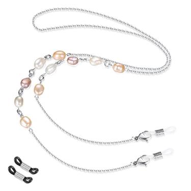 Imagem de SAM & LORI Suporte de corrente para óculos de sol com contas de aço inoxidável para óculos de leitura, acessório de corrente para óculos de renda, cordão para mulheres, adolescentes e homens