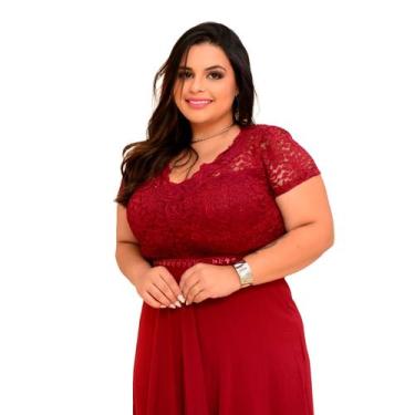 Imagem de Vestido Longo de Festa Plus Size - Glamoor Festa, Marsala, GG