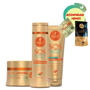 Imagem de Kit Haskell Shampoo Máscara e Creme 300 Pos Sol