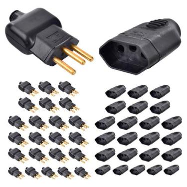 Imagem de Kit 25 Plug Pino Macho 20a 2P+T com 25 Tomada Fêmea 20a 2P+T - Ilumi