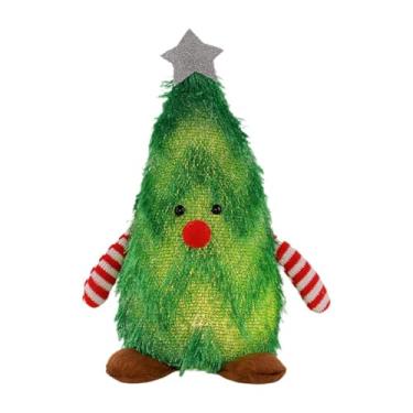 Imagem de Lilihuimaoyi Enfeites de Boneca de Natal Iluminados, Artigos de Festa Fofos, Decoração de Natal, Brinquedo de Pelúcia Iluminado para Sala de Estar, Mesa E, Verde, Tamanho real