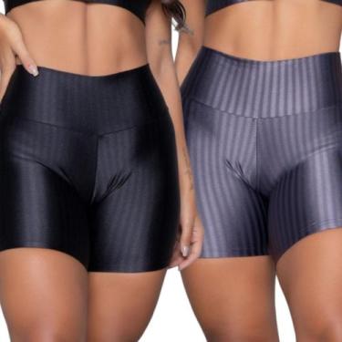 Imagem de Short Fitness Ikat New Zig 3D WLS Modas Kit Com Duas Cores Cós Alto Ro