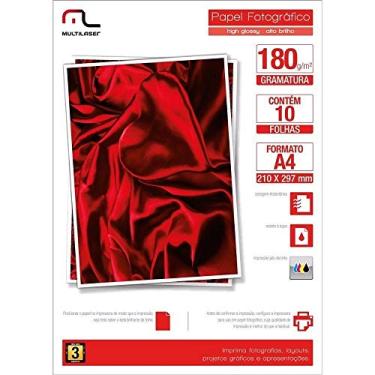 Imagem de Papel Multilaser Fotográfico Glossy A4 180G/M2 10Fls PE030