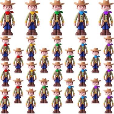 Imagem de Viozakanry 25 Pcs Cowboy Action Figurines 2 Inch Rubber Western Rodeo Party Favors Wild West Figures Cowman Statues for Hide and Seek Props Gift Filler Party Book Desk Office Cake Decoration