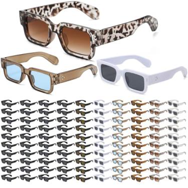 Imagem de ENSARJOE Pacote com 40 óculos de sol quadrados pequenos - 3 cores | Armação preta/cinza/branca | UV400 Bulk, 100 peças (3709)