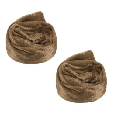 Imagem de PATIKIL Capa de corrente de lustre de 0,8 m, 2 peças de tecido de veludo, capa decorativa de cordão para fios de candelabro, estilo zíper, café claro