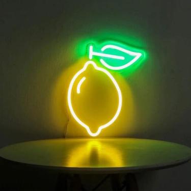 Imagem de Lâmpada Led Em Forma De Fruta De Sinal De Néon Limão Silicone Montagem Na Parede Interior Com Fio Elétrico 40 50 Cm Neon Decoração Moderna Para Várias Celebrações E Eventos, Lemon