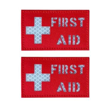Imagem de Kit refletivo de primeiros socorros branco/vermelho IFAK Medic MED Trauma Paramedic Hook Patch (Estilo B)
