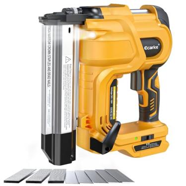 Imagem de Ecarke Pregador sem fio de 5 cm compatível com bateria DeWalt de 20 V (sem bateria), pistola de pregos elétrica 2 em 1, pistola de grampos 18GA com 1000 pregos, pistola de pregos alimentada por
