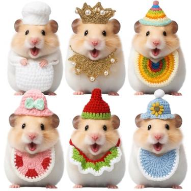 Imagem de Silkfly 12 peças de mini chapéus de hamster para cobras, pequenos animais, porquinho-da-índia, babadores de hamster, roupas para lagartos dragões barbudos, acessórios de fantasia para festas de fim de