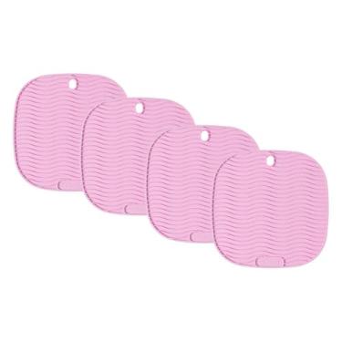 Imagem de Conjunto de Descansos de Panela Quadrado de Silicone Lilás - 4 unidades - 17x17cm - Resistente ao Calor e Deslizamento - Livre de BPA