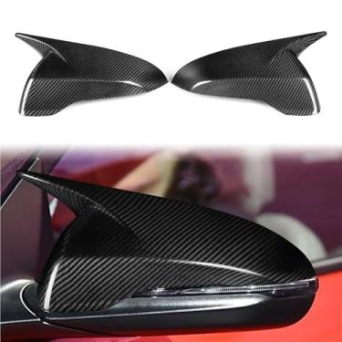 Imagem de 2 peças de acabamento para espelho retrovisor dianteiro esquerdo e direito dobrável elétrico em fibra de carbono real para carro, compatível com Hyundai Veloster modelo 2018–2023
