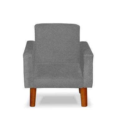 Imagem de Mini Poltrona Cadeira Infantil Nina De Criança Suede Cinza Claro Pés Palito