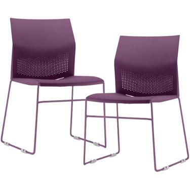 Imagem de Kit 02 Cadeiras Empilhável Fixa Link F02 Base Aço Roxo - Lyam Decor