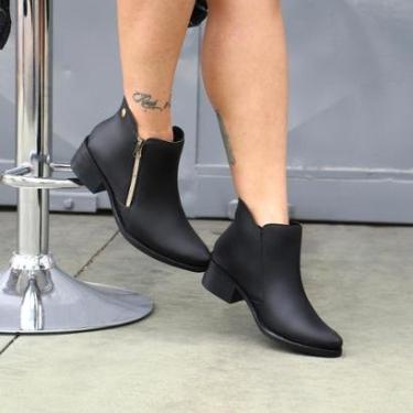 Imagem de Bota Feminina Casual Cano Curto Salto Baixo Antiderrapante Zíper Confortável Macia Leve-Feminino