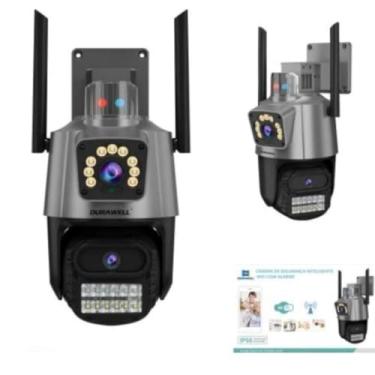 Imagem de Câmera IP WiFi de Segurança Externa HD 3MP Com Alarme – Visão Noturna Infravermelha, Dupla Lente, IP66 à Prova d’Água