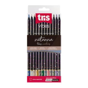 Imagem de Lápis de Cor Tris Vibes 12 Cores Noturna Tons Neutros 910943