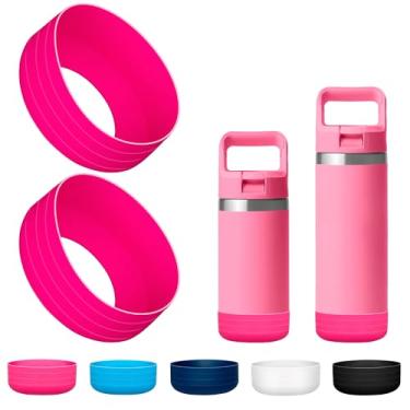 Imagem de Bluwing Bota de silicone com 2 peças para garrafa YETI Rambler Jr 350 ml e 18 ml, capa protetora de silicone para copo Owala de 340 g e garrafa Yeti Rambler (rosa tropical, 2 peças)