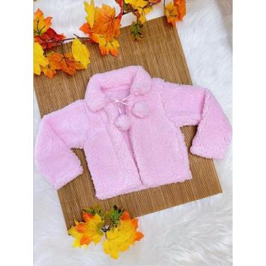 Imagem de Casaco Infantil Rosa Claro de Lã Teddy Forrado - Tamanho e Estilo Perf