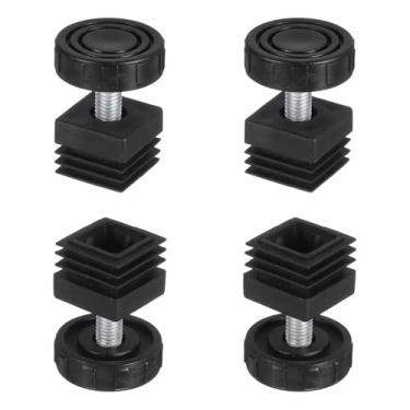 Imagem de DTGN Pés niveladores ajustáveis de 30 x 30 mm (CxL) - Conjunto com 4 - Bom para móveis - Kit de inserção quadrada para móveis - Preto