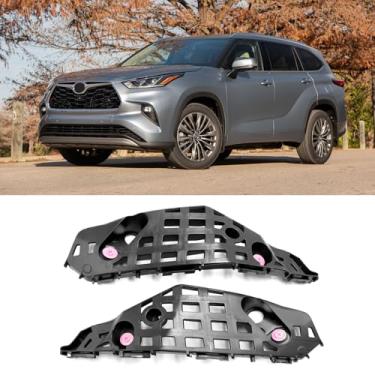 Imagem de Yumzeco 2 peças compatíveis com Toyota Highlander suportes de para-choque dianteiro 2020 2021 2022, retentores de plástico Highlander esquerdo e direito substituem para 521450E100 521460E100 (não