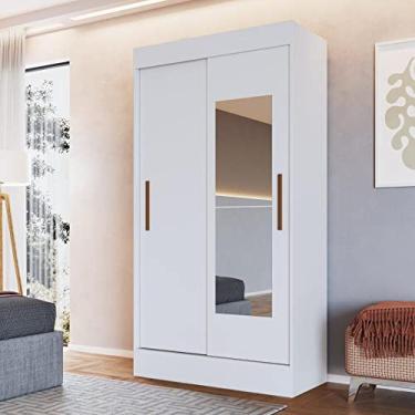 Imagem de Guarda Roupa Solteiro 2 Portas de Correr 2 Gavetas 2 Espelhos 200x104cm Lyon Móveis Doripel Branco