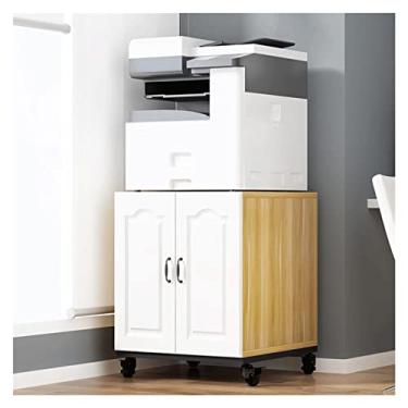 Imagem de Suporte de impressão Suporte de impressora removível para casa suporte de copiadora armário do chão ao teto Rack de armazenamento de polia resistente prateleira de impressora com rodas mesa de