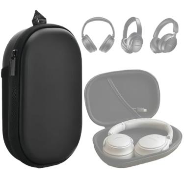 Imagem de CLANMOU Capa de fone de ouvido compatível com Bose QC45/QC35/QC25/QC15/Ultra Gaming Headset, capa rígida de poliuretano para viagem com armazenamento de cabos, preta