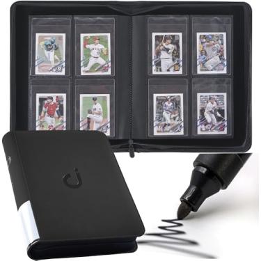 Imagem de Fichário semirrígido com porta-cartões – serve para 240 cartões, fichário premium com 4 bolsos, compatível com porta-cartões semirígidos de 9,5 x 11 cm, para cartões colecionáveis ou esportivos