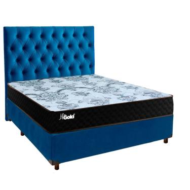 Imagem de Cama Box + Colchão Casal Molas Ensacadas Life Gold Paropas + Cabeceira Estofada