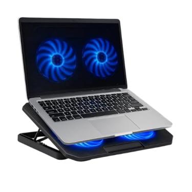 Imagem de Suporte Ergonômico para Notebook com Cooler Duplo Silencioso, 8 Níveis de Ajustes, 2 Porta USB Adicional e Iluminação LED para Notebooks de Até 17 Polegadas