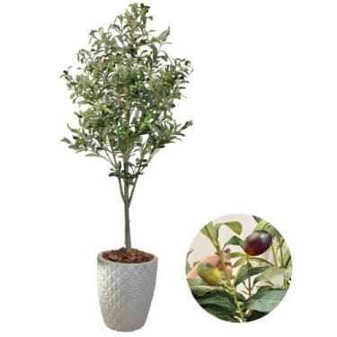 Imagem de Planta Folhagem Oliveira Artificial Com Vaso Completo Grande - Flor Im