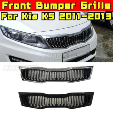 Imagem de Kit de carroceria de grade decorativa para para-choques de carro Grade de para-choque frontal compatível com K5 2011-2013 parte externa (preto)