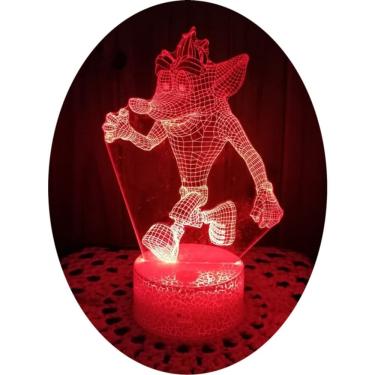 Imagem de Lâmpada 3D Illusion Crash Bandicoot 7 cores LED acrílico