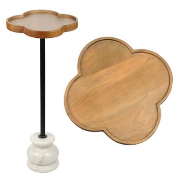 Imagem de JONATHAN Y END3000A Colby 62 cm Classic Cottage Mesa de Bebida de Madeira/Metal e Mesa Decorativa com Topo de Quadrifólio e Base de Mármore Branco para Sala de Estar, Quarto, Escritório, Banheiro