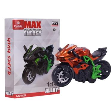 Imagem de Miniatura Moto Esportiva Metal Pull Back 1:14 Laranja CBS0688 - Castela