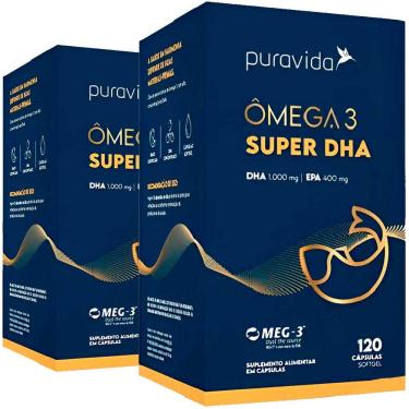 Imagem de 2x Ômega 3 Super 1000mg Dha 400mg Epa 120 Capsulas Pura Vida
