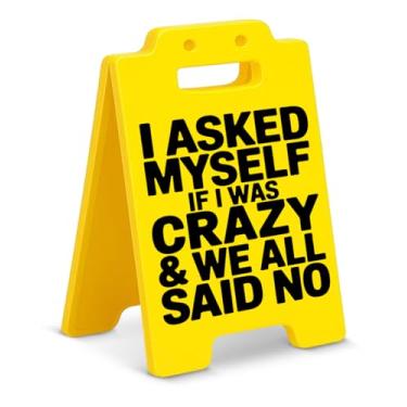 Imagem de Acessórios de decoração de escritório engraçados presentes de humor para colegas de trabalho I Asked Myself If I Was Crazy Sign Cubículo Decoração de mesa