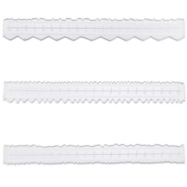 Imagem de 3 réguas de rasgar papel de metal, 3 tamanhos de aço carbono com borda decapada, régua áspera, régua irregular, ferramentas de corte irregulares para jato de tinta em aquarela