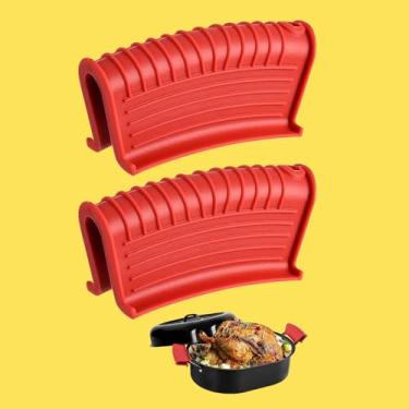 Imagem de Pacote com 2 capas de silicone para alça quente de ferro fundido, suporte de panela de silicone resistente ao calor, capa antiderrapante para frigideira de ferro fundido
