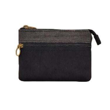 Imagem de Bolsa de moedas com zíper, mini bolsa de moedas com 4 bolsos, carteira pequena portátil com porta-cartões para uso diário, Preto