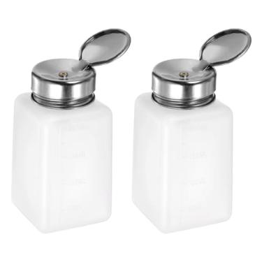 Imagem de 2 dispensadores de álcool solvente de 200 ml (192.8 g) Dispensador de líquido com tampa de aço inoxidável de vedação para removedor de esmalte de acetona, branco