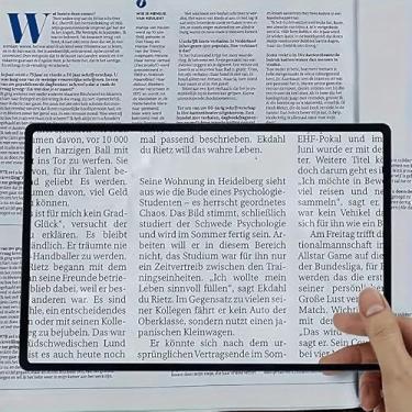 Imagem de Lupa de página inteira de 3 x para leitura, a folha de lupa retangular leve oferece área de visualização completa da página do livro portátil