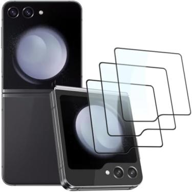 Imagem de 3 peças protetor de tela exterior para samsung galaxy z flip 5 vidro temperado para samsung z flip 5 zflip 5 z flip5 filme, 3 peças, alta definição