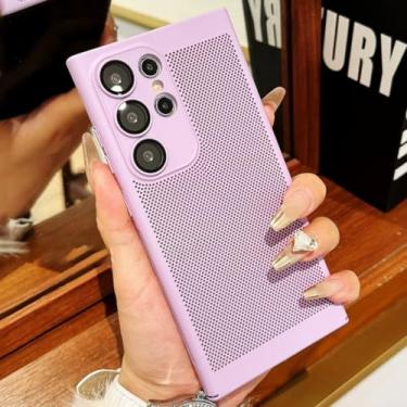 Imagem de Capa de malha respirável com dissipação de calor para Samsung Galaxy S25 S24 S23 S22 S21 S20 Fe Note 20 Ultra Plus A54 A24 A34 Capa rígida para PC (para S25/roxa)